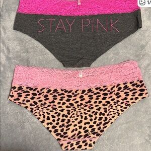 PINK Victoria's Secret Leopard Print Panties with Pink Lace